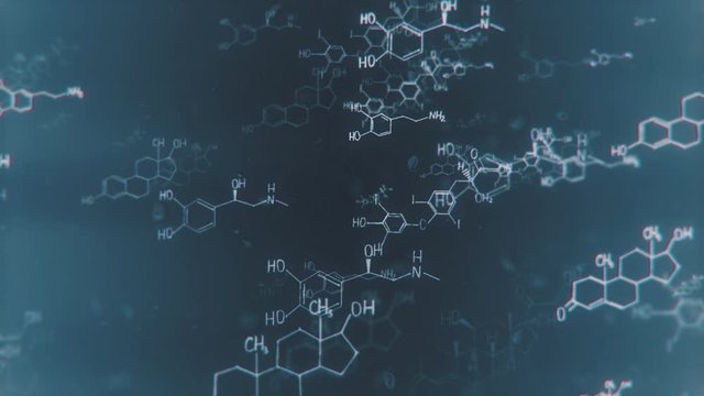 Microbiological looped background with chemical structural formulas of hormones for medical, scientific and other projects.