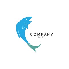 Fish logo template. Creative vector symbol of fishing club or online 