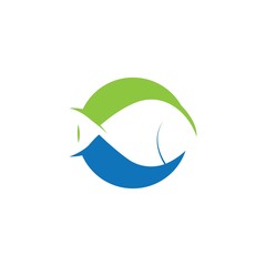 Fish logo template. Creative vector symbol of fishing club or online 