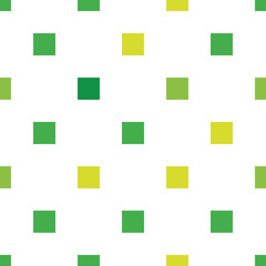 Seamless polka square pattern in different colors. Green theme. Sipmle flat vector wallpaper.