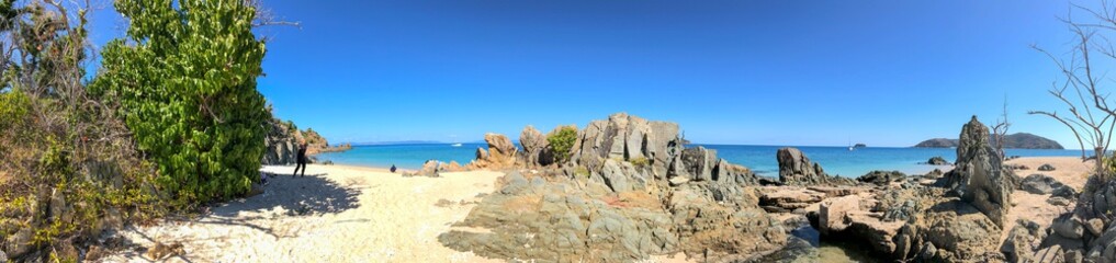 Panoramic view of Whitsunday Islands Beach in Queensland, Australia