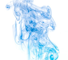 Blue smoke on white background