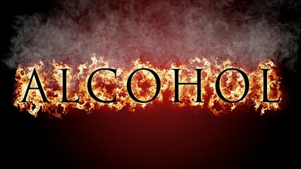 3D rendering flame of fire text with smoke in background