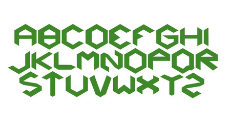 Hexagon alphabet green  vector illustration isolated