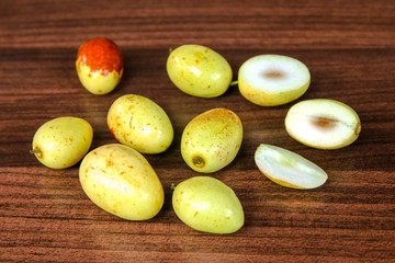 jujube or chinese date  on wooden background