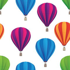 Fototapeta premium Hot Air Balloon Seamless Repeating Pattern Isolated Vector Illustration