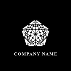Abstract Logo Design with pentagon, triangle and lines 