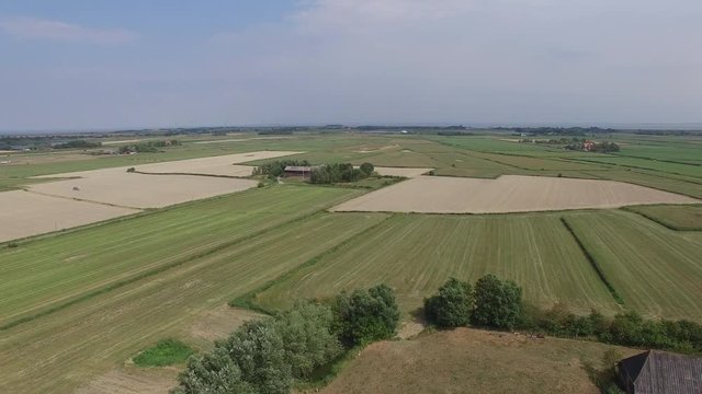 90 degree drone aerial over Pellworm on sunny day