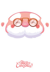 Close up of cute santa claus face and badge merry christmas