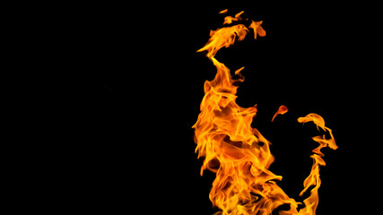 Fire flames on black background. fire on black background isolated. fire patterns