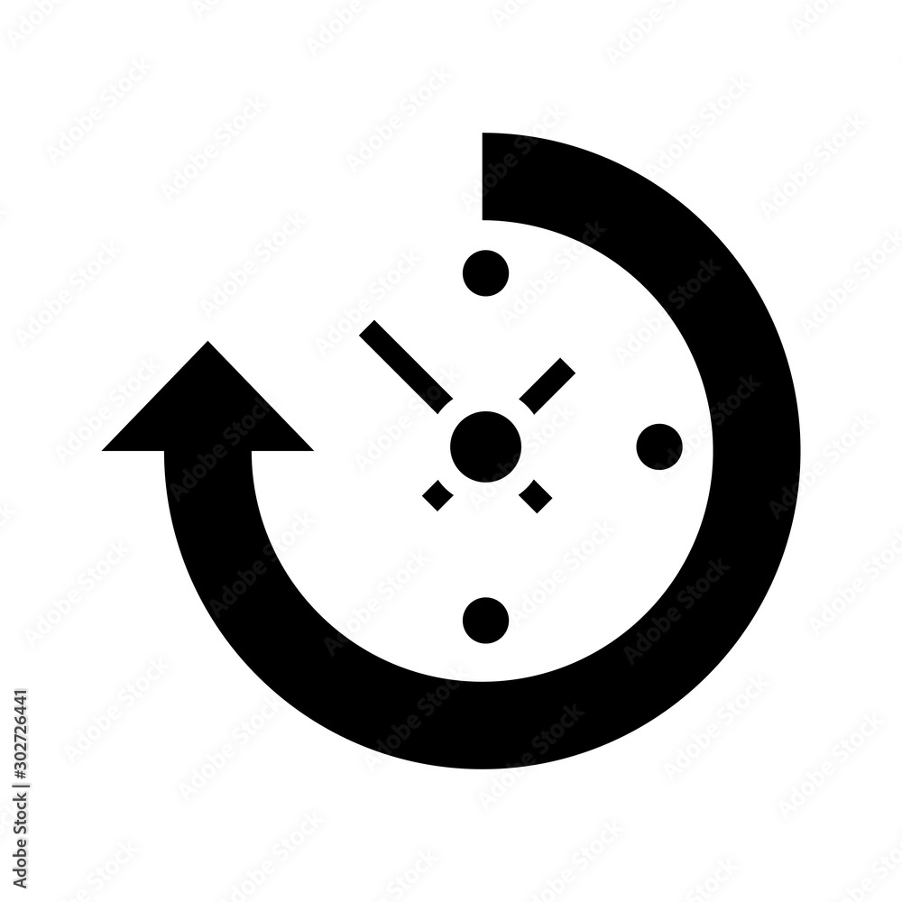 Poster clockwise vector illustration. quality design element glyph style. editable stroke.