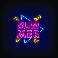 Summer Neon Signs Style Text Vector