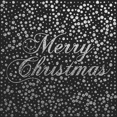 Fototapeta na wymiar Merry Christmas silver glittering lettering design. Vector illustration. Element for greeting cards, posters.
