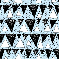 Fototapeta premium Vector seamless pattern with geometric brush strokes elements. Memphis geometric outline trendy modern style. 
