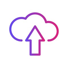 Gradient Uploading Cloud Icon With White Background