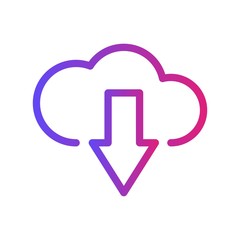 Gradient Downloading Cloud Icon With White Background