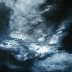 clouds and mood, moody clouds, night sky, original oilpainting on wood, tension and atmosphere, ideal for background or texture