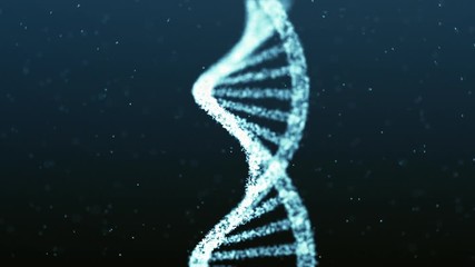 Human DNA genome double helix spiral particle animation. Concept of future biotechnology, medicine, gene therapy, development, engineering