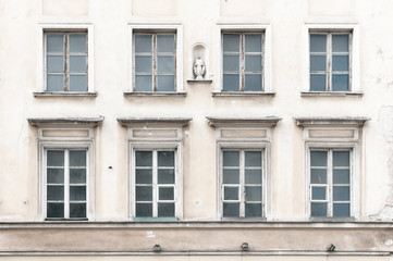 Close-up of a facade of an 19th century building in Warsaw