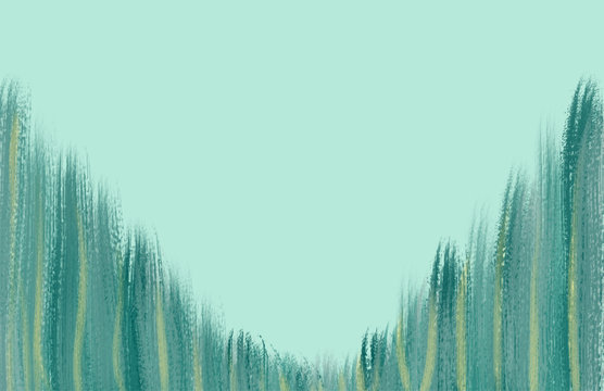 Turquoise Background with Abstract Trees and Room for Text
