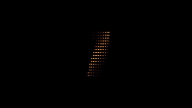 Number 7 (seven) Made of Changing Lights Oscillating to the Heart Beat