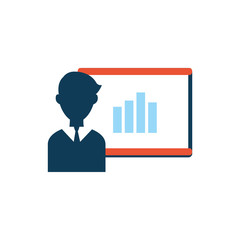 businessman with training paperboard and statistics