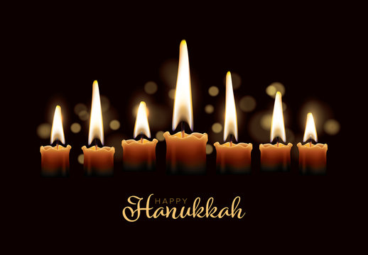 Hanukkah Card Layout with Seven Candles