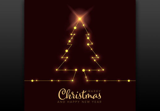 Christmas Card Layout with Light Strand Tree