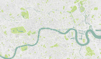 Highly detailed street map of central London, UK