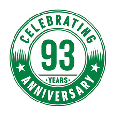 93 years anniversary celebration logo template. Vector and illustration.