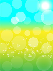Summer spring Sunny bokeh abstract background texture yellow blooming meadow in sunlight.