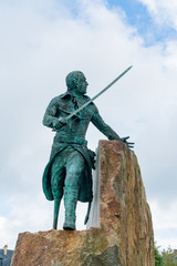 statue of vice admiral and famous French corsair George Le Peley de Pleville in his hometown of Granville in Normandy - obrazy, fototapety, plakaty