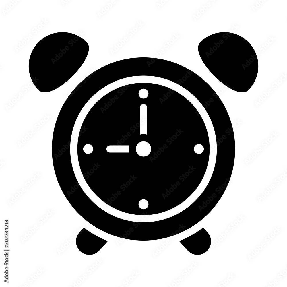 Poster alarm clock vector illustration. quality design element glyph style. editable stroke.