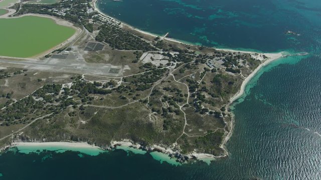 Aerial view Rottnest Island and airport runway Perth