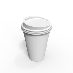 Blank coffee cup mockup. Branding template. 3d render isolated on white