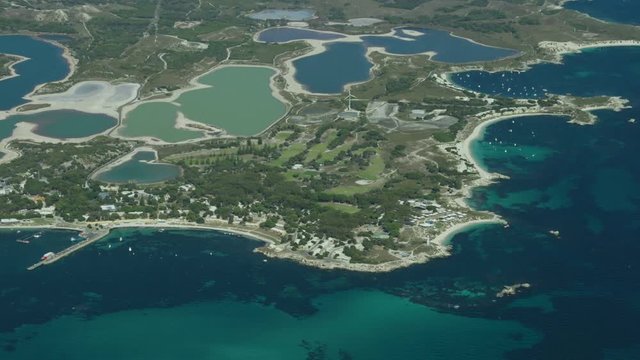 Aerial landscape view Thomson Bay Rottnest Island Perth