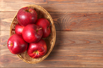 ripe juicy red apples on the table.