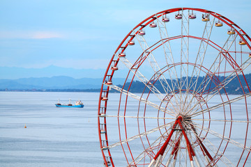 The Panoramic Ferris Wheel of Batumi against Georgia's Black Sea and Blue Sky, Georgia 