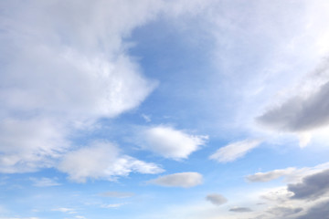 Naklejka na ściany i meble natural background of blue sky and white clouds