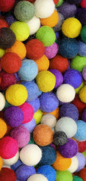many balls made with flet fabric