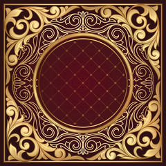 Golden ornate decorative vintage card