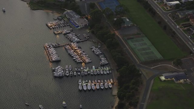 Aerial sunrise view East Fremantle yacht club Perth