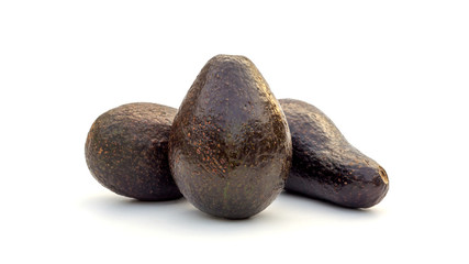 Ripe avocado on a white background.
