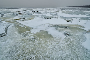 The Bay is covered with ice.