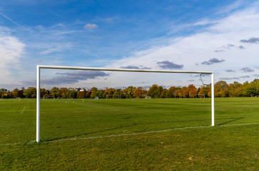 A beautiful amateur football field in a London park England.