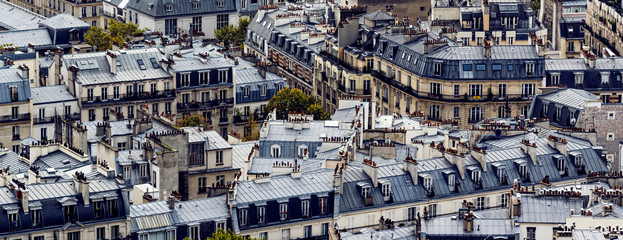 Fototapeta premium Rooftops of Paris. Close up on French capitol roofs