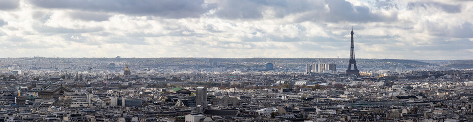 Panorama of Paris with visible Eiffel Tower
