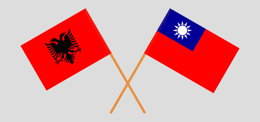 Crossed flags of Taiwan and Albania