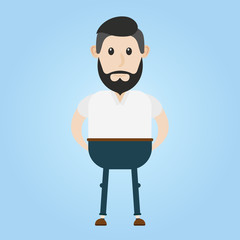 Cartoon illustration of a handsome young man with a beard