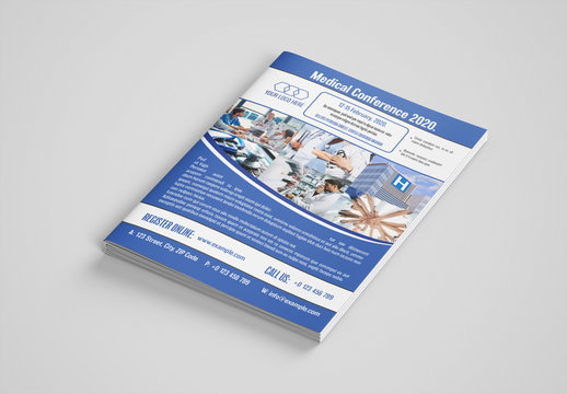 Medical Conference Brochure Layout with Blue Accents